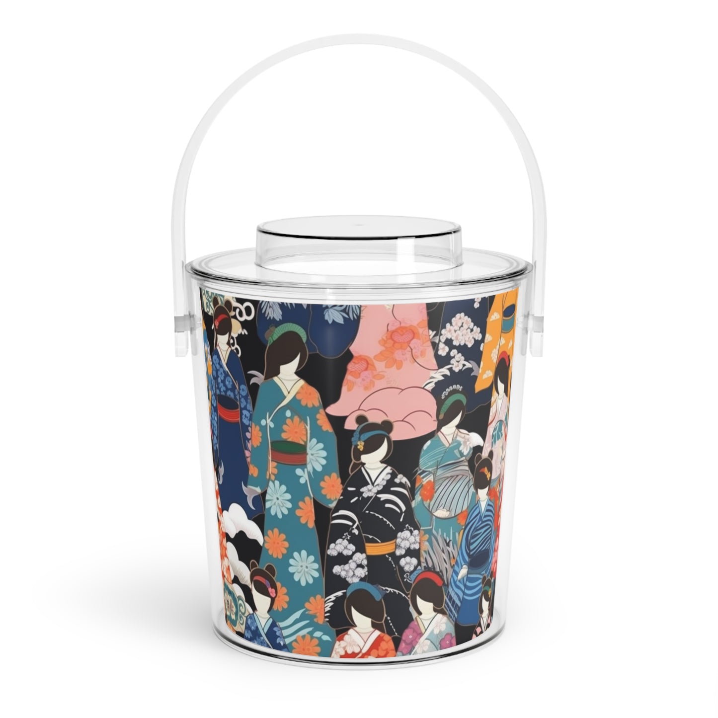 Kimono Dreams Ice Bucket with Tongs: Experience Japanese Elegance