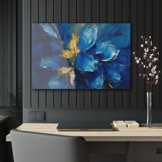 Abstract Wallpaper Acrylic Prints: Immersive Floral Beauty with Blue Orchid Motif