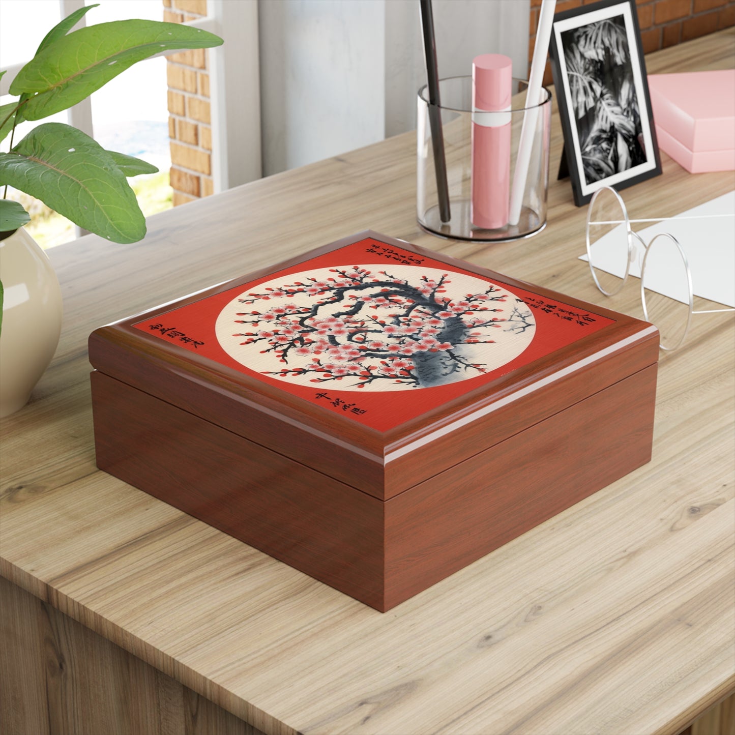 Enchanting Petal Symphony: Jewelry Box Celebrating Cherry Blossom Tree Drawings