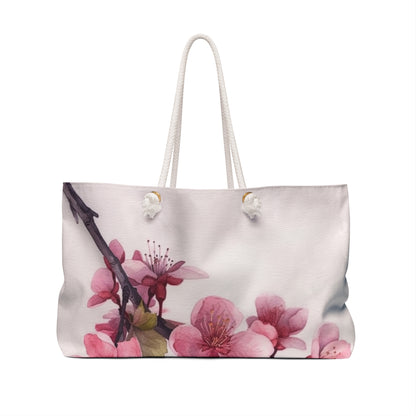 Artistic Flourish: Floral Watercolor Cherry Blossom Weekender Bag