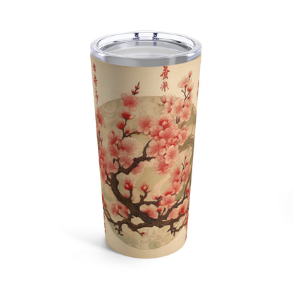 Whimsical Blossom Dreams: Tumbler with Delightful Flower Drawings and Cherry Blossoms