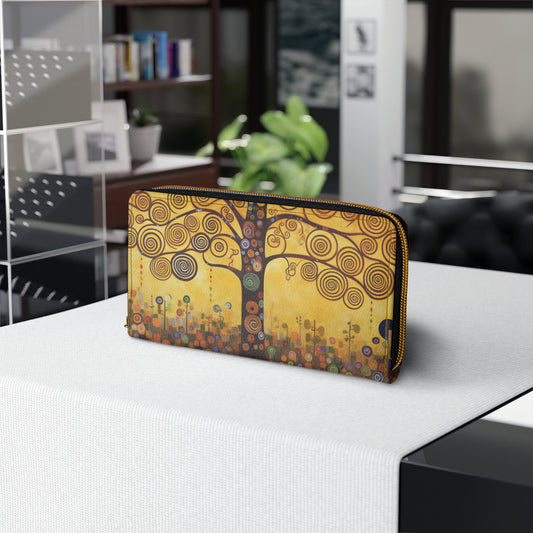 Symbolic Harmony: Gustav Klimt Tree of Life Zipper Wallet, Embrace Artistic Elegance