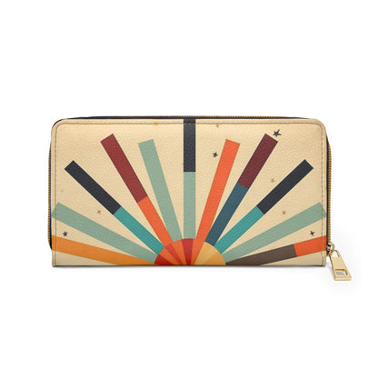 Midcentury Modern Starburst Candy Colored Zipper Wallet