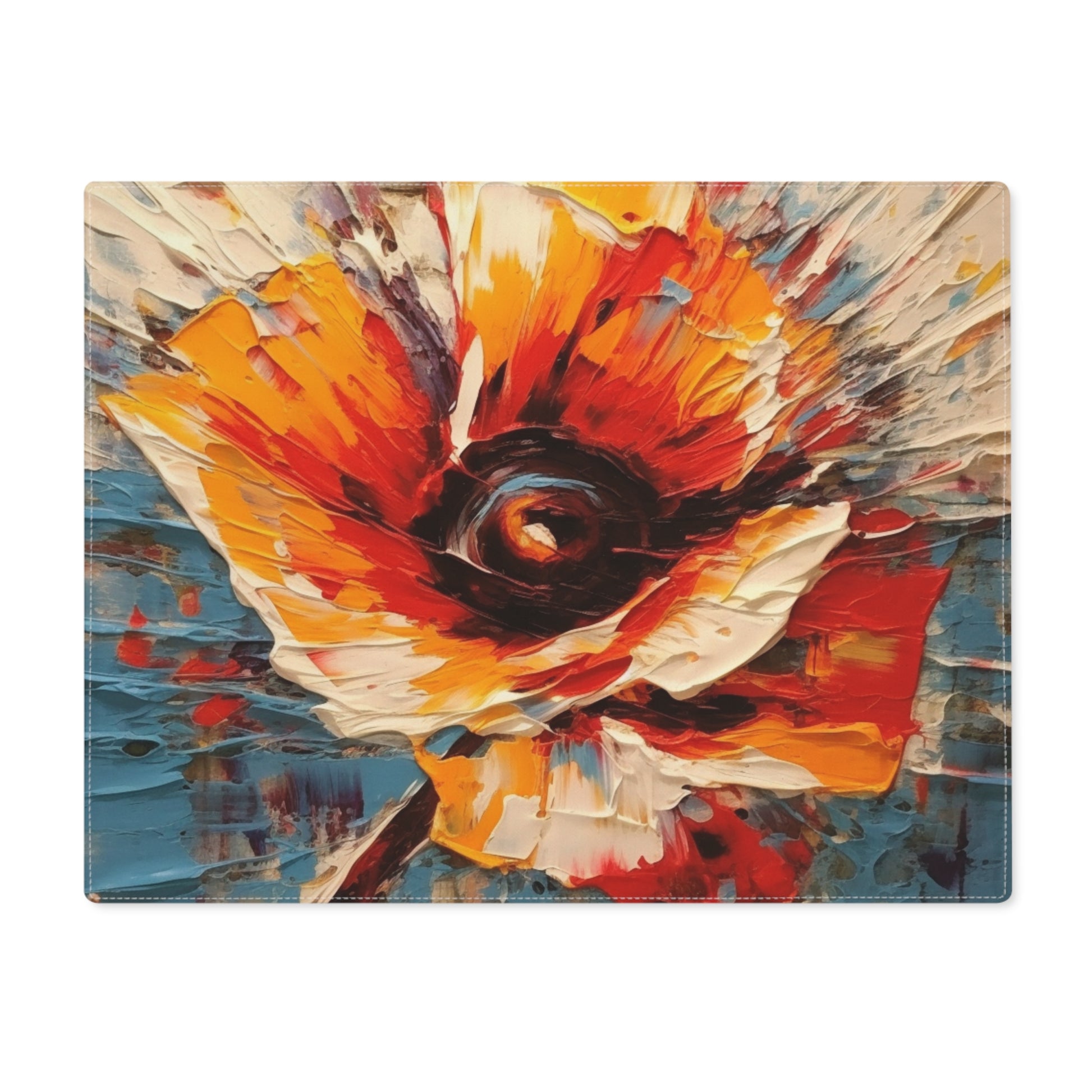 Artistic Awakening: Placemat Infused with Poppy-Inspired Abstract Art
