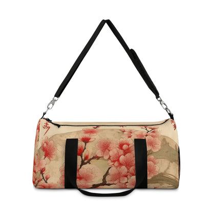 Whimsical Blossom Dreams: Duffel Bag with Delightful Flower Drawings and Cherry Blossoms