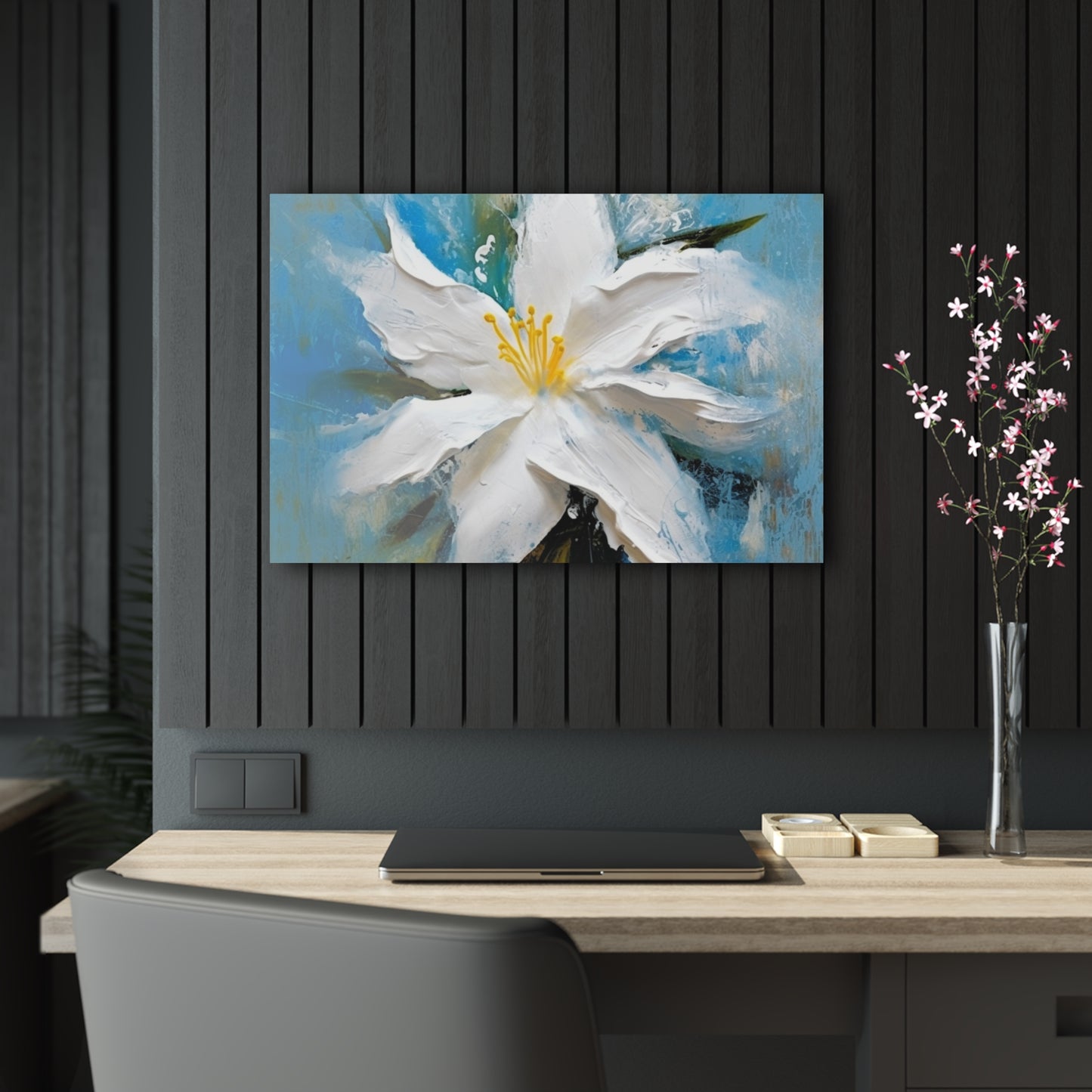 Ethereal Elegance: Acrylic Prints featuring an Abstract Oil Painting of Jasmine