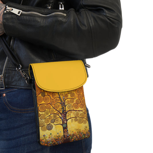 Symbolic Harmony: Gustav Klimt Tree of Life Small Cell Phone Wallet, Embrace Artistic Elegance