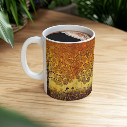 Symbolic Harmony: Gustav Klimt Tree of Life Ceramic Mug, Embrace Artistic Elegance