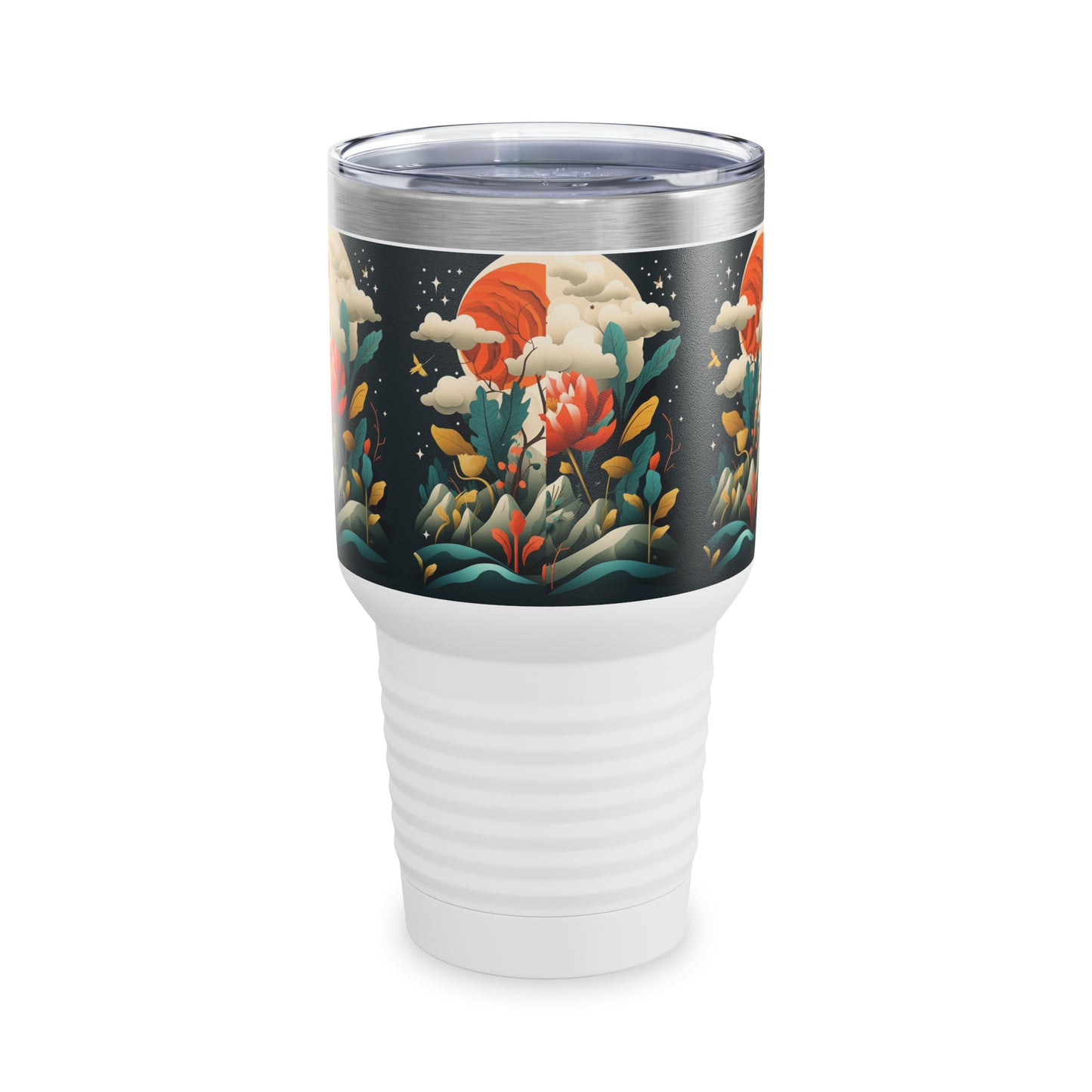 Midcentury Abstract Bliss: Ringneck Tumbler with Modern Abstract Art and Vintage Fashion Vibes