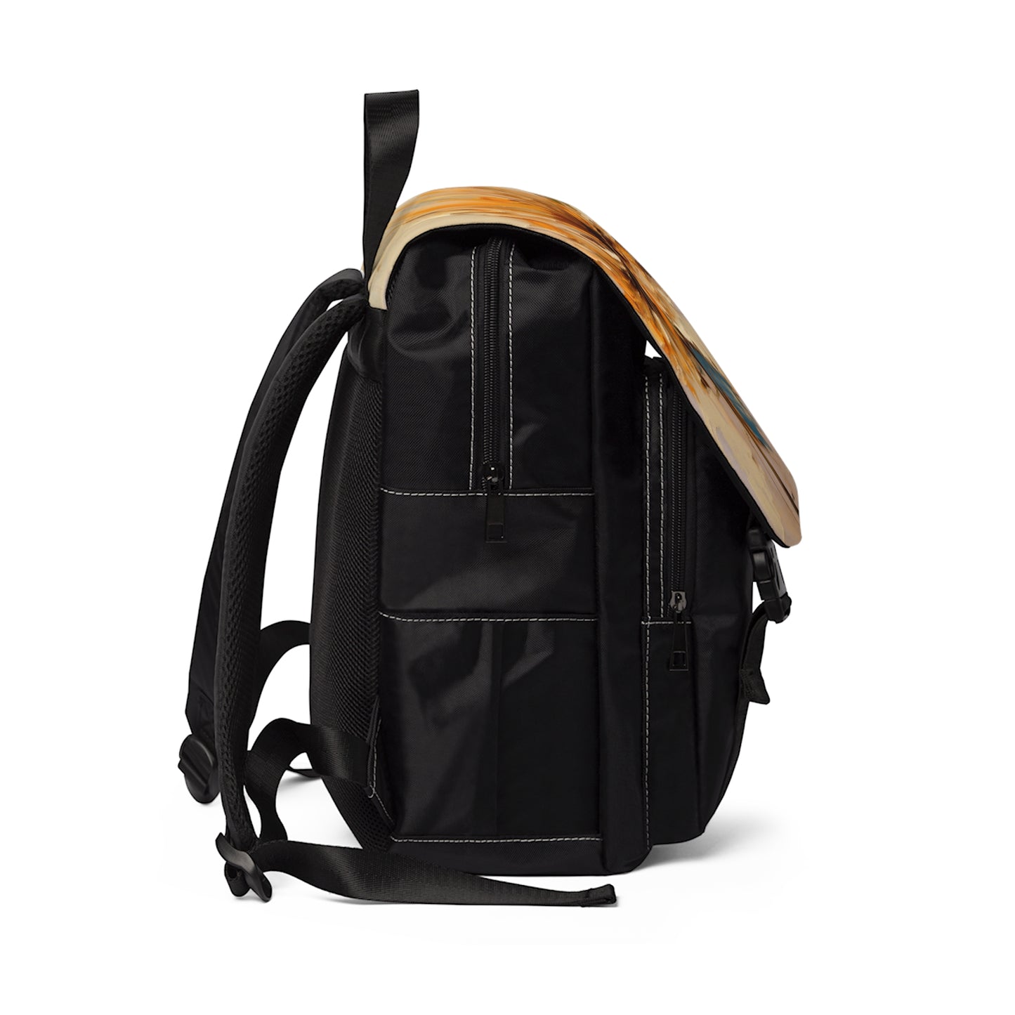 A Brush of Nature's Elegance: Unisex Casual Shoulder Backpack for Artistic Flower Lovers
