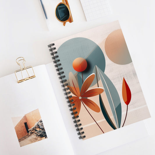 Floral Whimsy: Flower Drawings and Abstract Art on a Modern Spiral Notebook