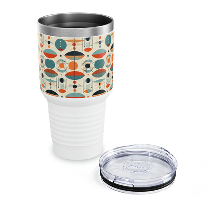 Artful Fusion: Vintage Fashion-inspired Ringneck Tumbler with Midcentury Modern Design