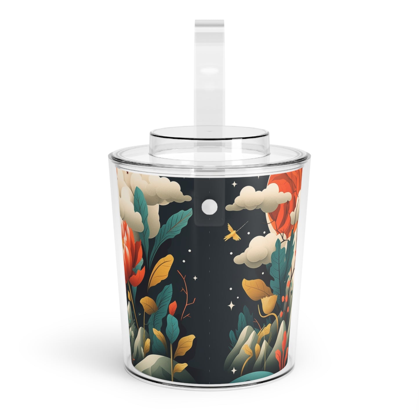 Simplicity Redefined: Minimalist Midcentury Modern Ice Bucket with Tongs with Scandinavian Influence