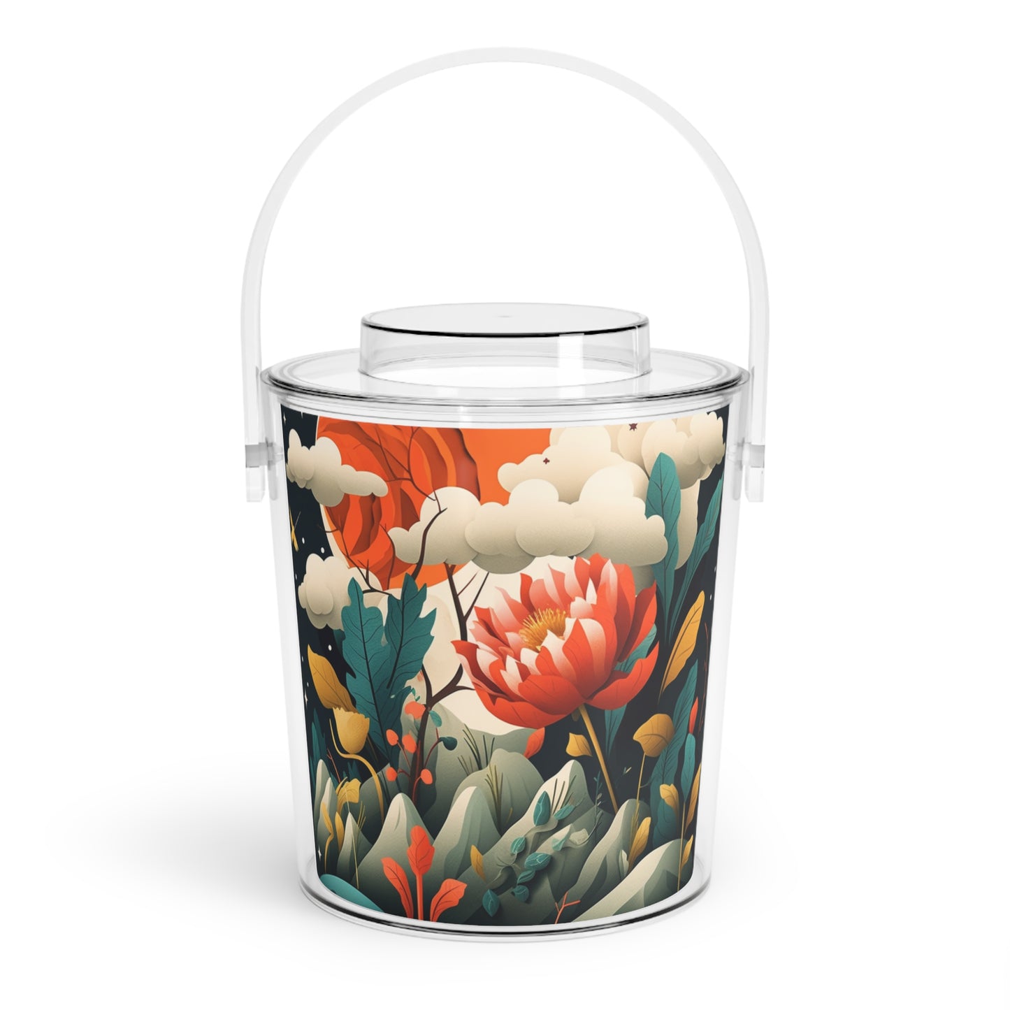 Simplicity Redefined: Minimalist Midcentury Modern Ice Bucket with Tongs with Scandinavian Influence