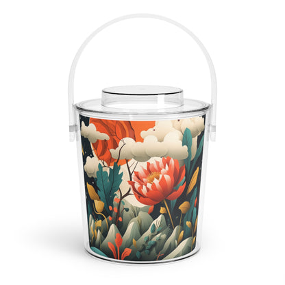 Simplicity Redefined: Minimalist Midcentury Modern Ice Bucket with Tongs with Scandinavian Influence