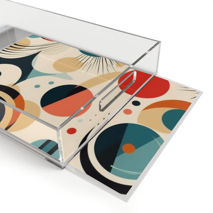 Abstract Elegance: Midcentury Modern Acrylic Serving Tray with Modern Abstract Art and Vintage Fashion