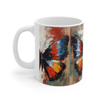 Ceramic Mug with Bauhaus Butterfly Drawing: A Harmonious Blend of Art and Functionality