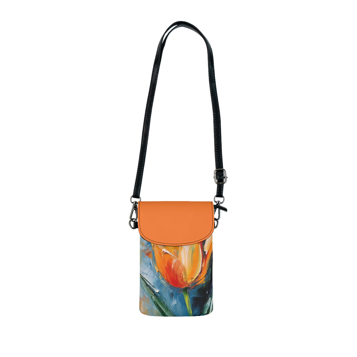 Orange Tulip Magic on Small Cell Phone Wallet: A Blossoming Artistic Delight