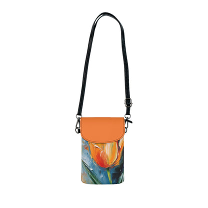 Orange Tulip Magic on Small Cell Phone Wallet: A Blossoming Artistic Delight