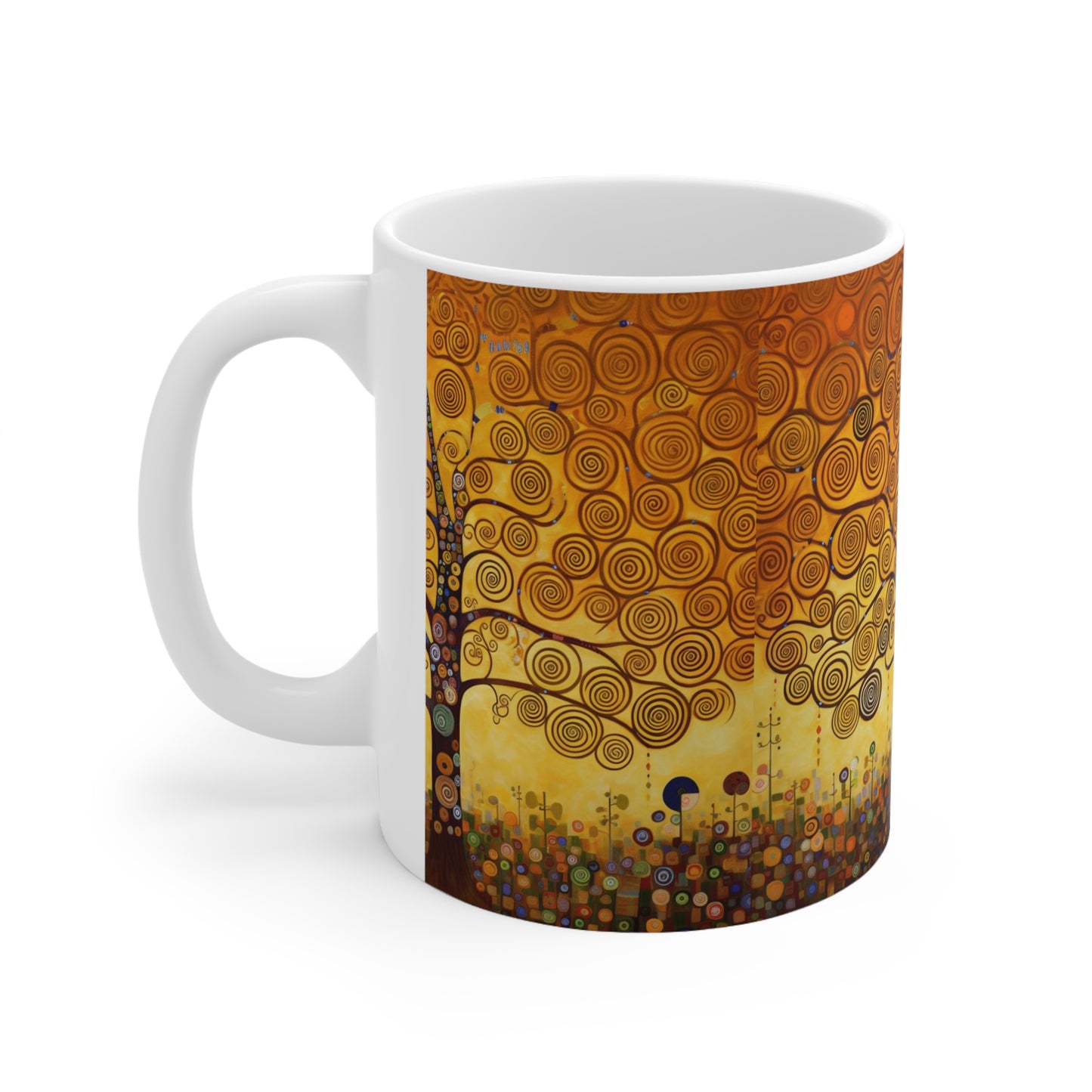 Symbolic Harmony: Gustav Klimt Tree of Life Ceramic Mug, Embrace Artistic Elegance