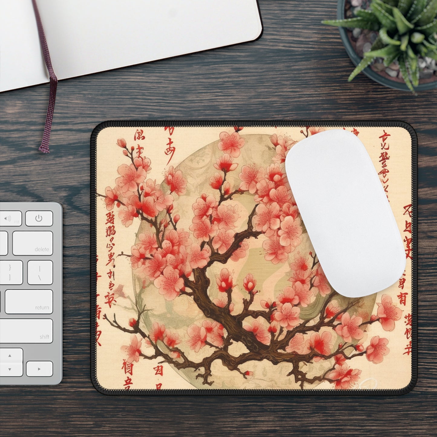 Whimsical Blossom Dreams: Gaming Mouse Pad with Delightful Flower Drawings and Cherry Blossoms