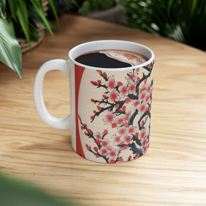 Floral Elegance: Ceramic Mug Adorned with Stunning Flower Drawings