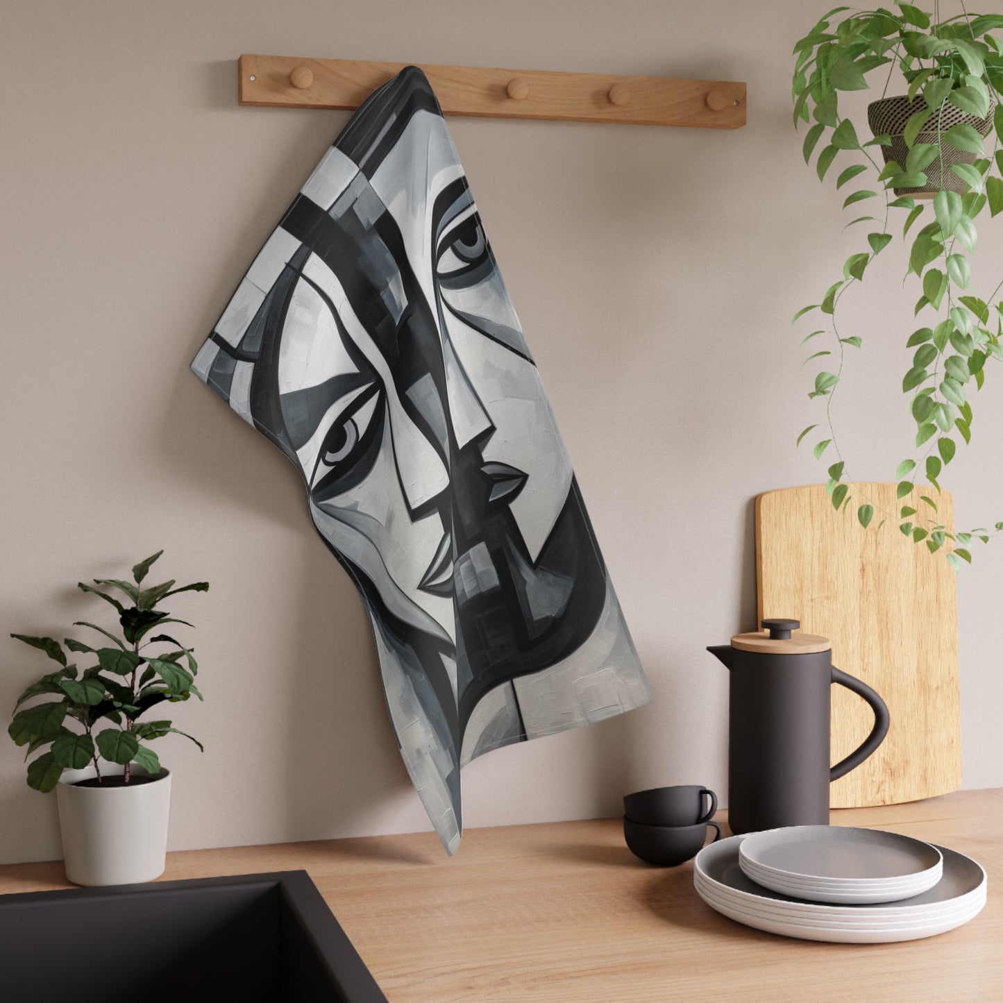 Cubist Paintings Kitchen Towel: Captivating Brush Strokes