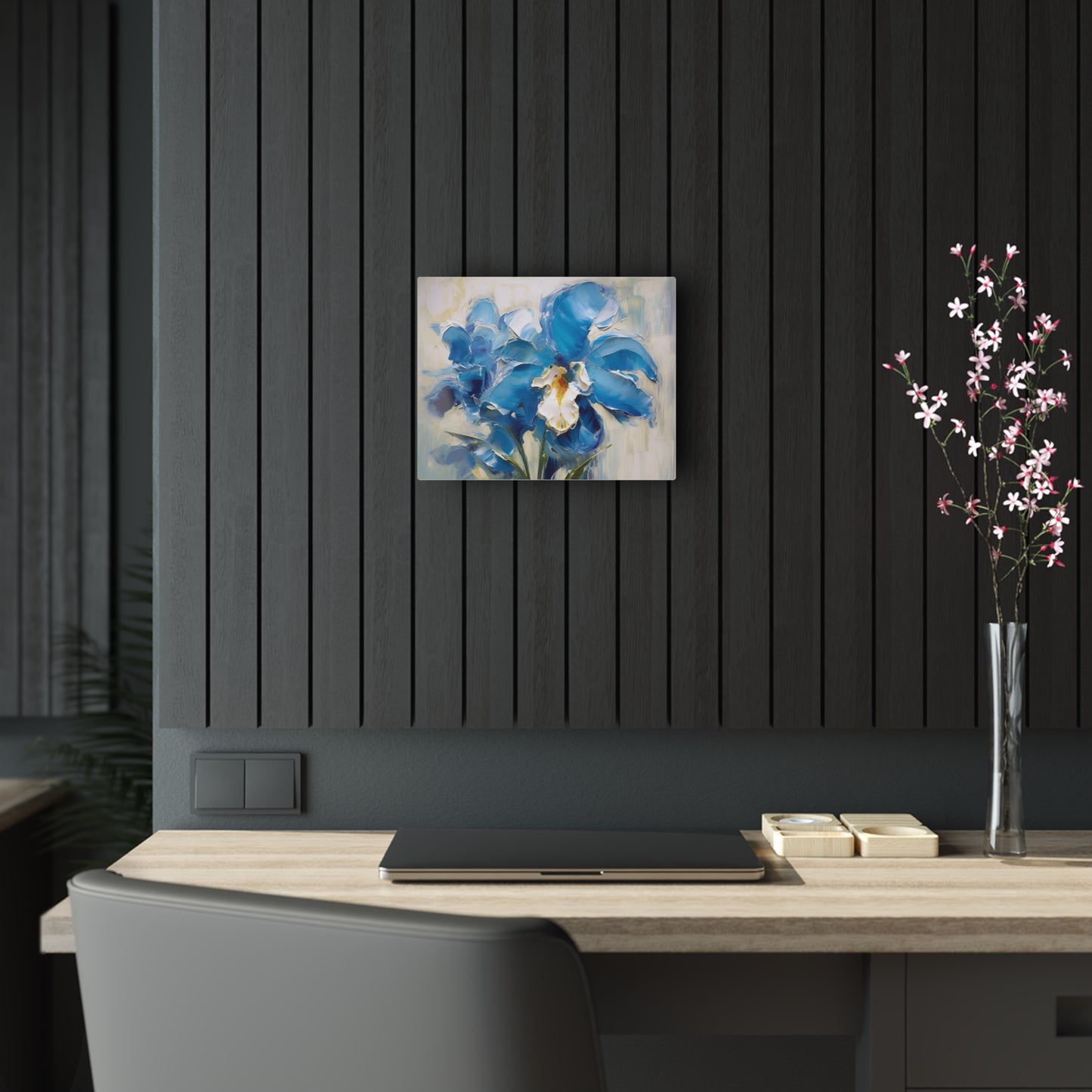 Embrace Artistic Expression with Blue Orchid Abstract Painting Acrylic Prints