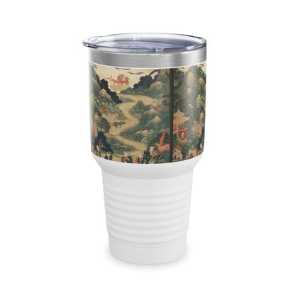 Artistic Splendor: Ringneck Tumbler Inspired by Japanese Tapestry