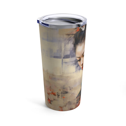 Japanese-Inspired Abstract Oil Painting Tumbler: Celebrating Geisha Beauty