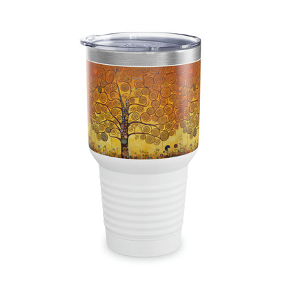 Symbolic Serenity: Ringneck Tumbler with Gustav Klimt's Tree of Life, Inspiring Artistic Elegance
