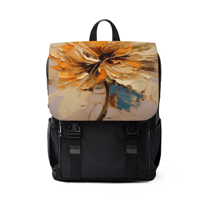 A Brush of Nature's Elegance: Unisex Casual Shoulder Backpack for Artistic Flower Lovers