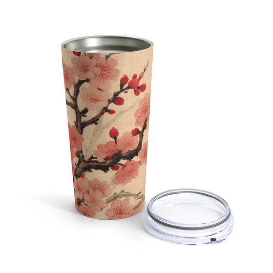 Floral Fusion: Tumbler Merging Cherry Blossom Beauty and Artistic Flower Drawings