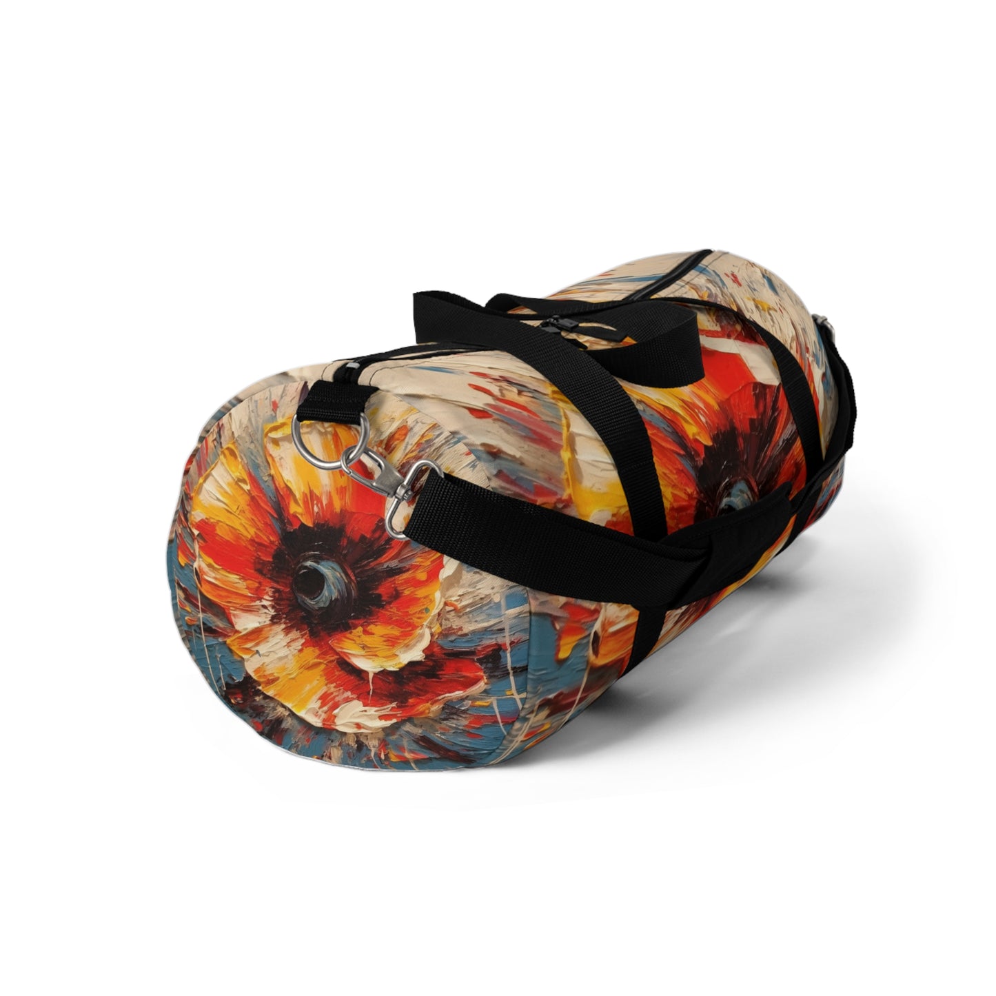 Poppy Symphony: Duffel Bag with Abstract Floral Artwork