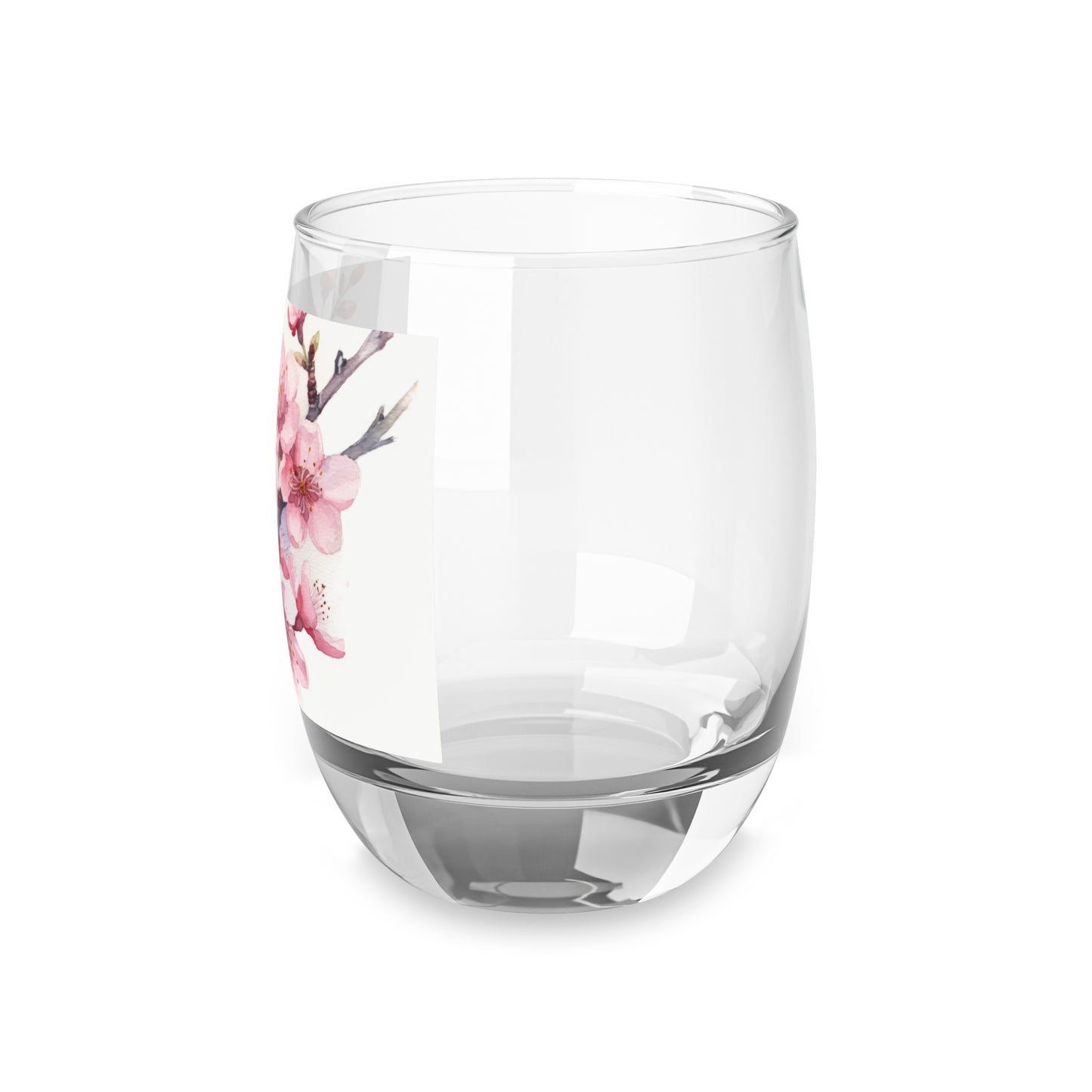 Blossoming Serenity: Watercolor Cherry Blossom Whiskey Glass