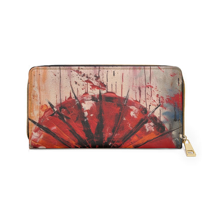 Abstract Japanese Umbrella Art Zipper Wallet: Where Art and Practicality Meet