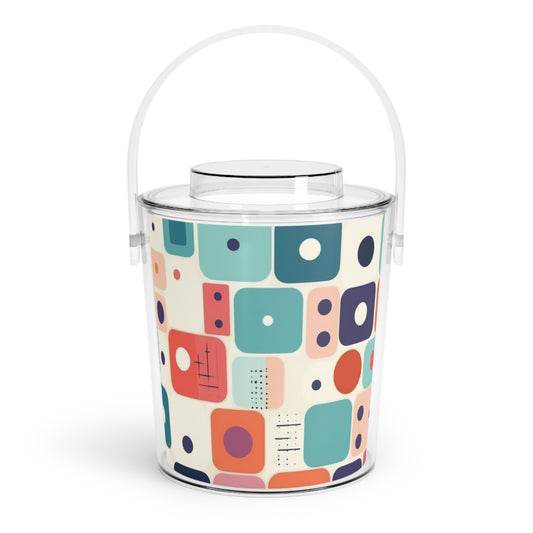 Retro Chic: Atomic Age-Inspired Ice Bucket with Tongs with Midcentury Modern Design and 1960s Fashion