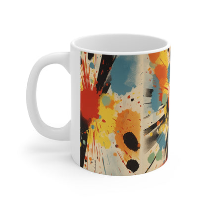Contemporary Abstract Ceramic Mug: Fusion of Gutai Inspiration and American Heritage