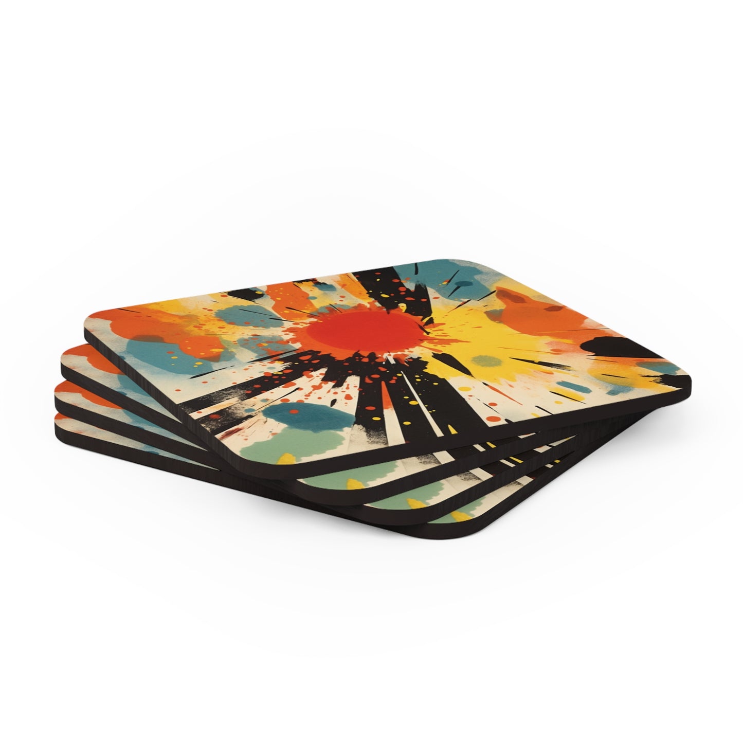 Cosmic Fusion: Abstract Corkwood Coaster Set