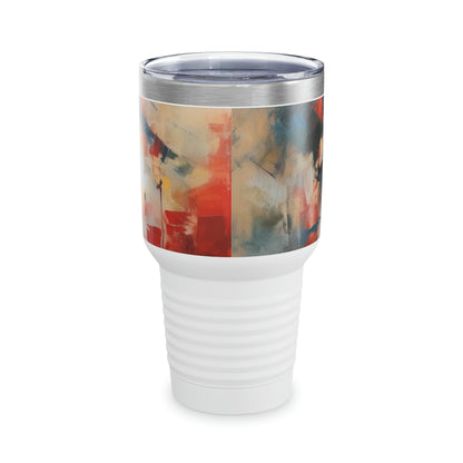 Artistic Fusion: Abstract Geisha Art Ringneck Tumbler, A Harmonious Blend of Style and Expression