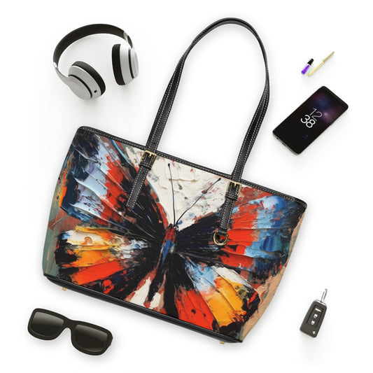 PU Leather Shoulder Bag with Bauhaus-Inspired Butterfly Drawing: A Harmonious Blend of Art and Functionality
