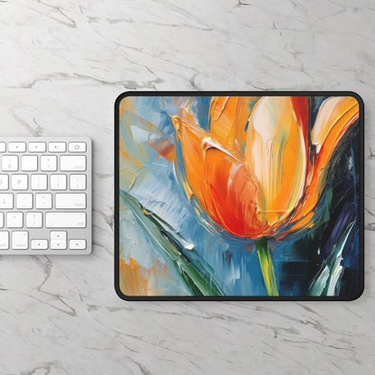 Orange Tulip Magic on Gaming Mouse Pad: A Blossoming Artistic Delight