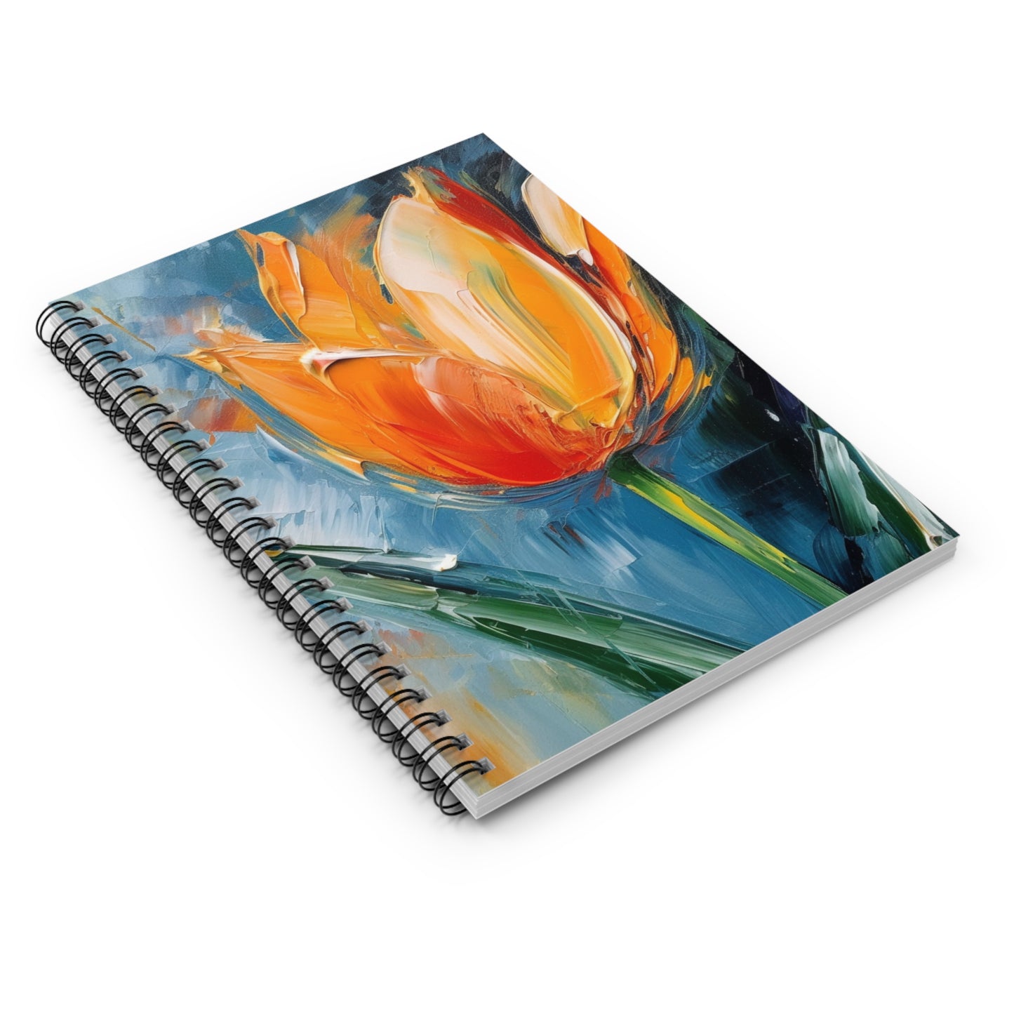 Orange Tulip Magic on Spiral Notebook: A Blossoming Artistic Delight